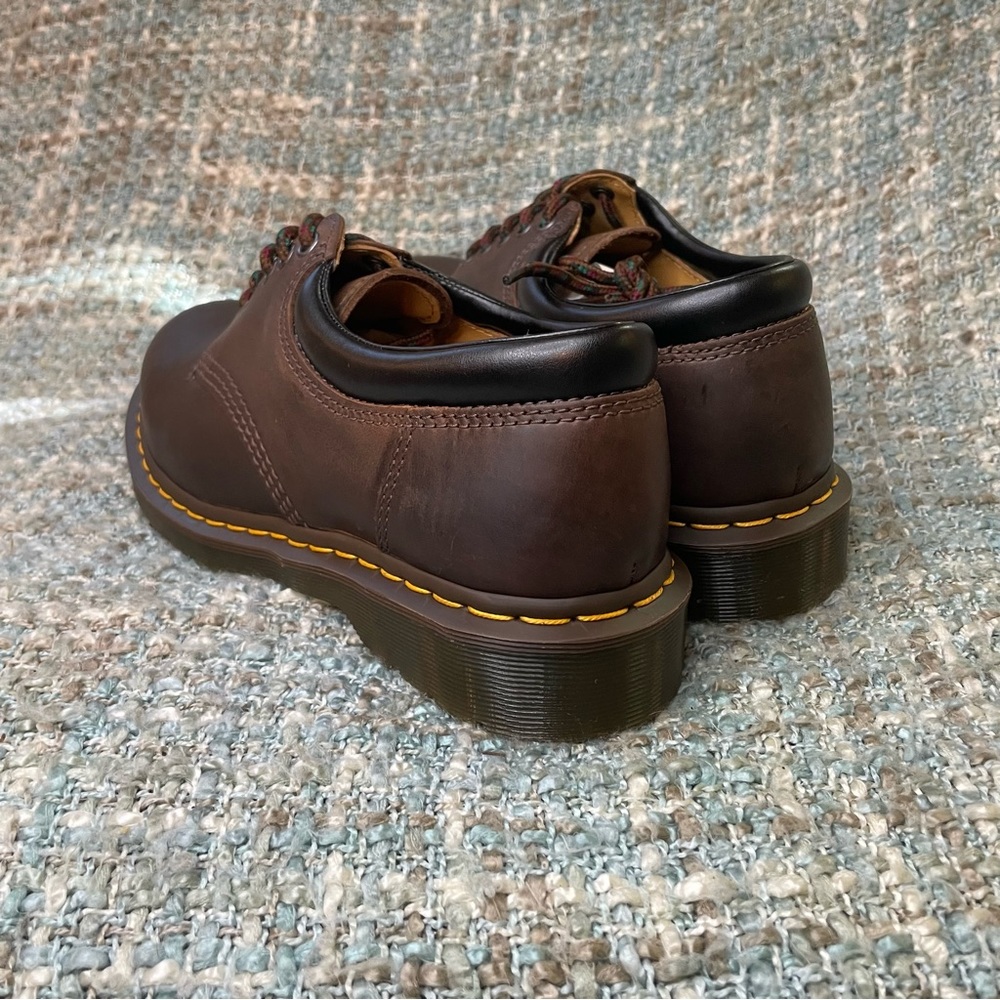 Dr. Martens 8053 5 Eye Padded Collar Leather Shoe in Dark Brown Crazy Horse - Picture 3 of 5